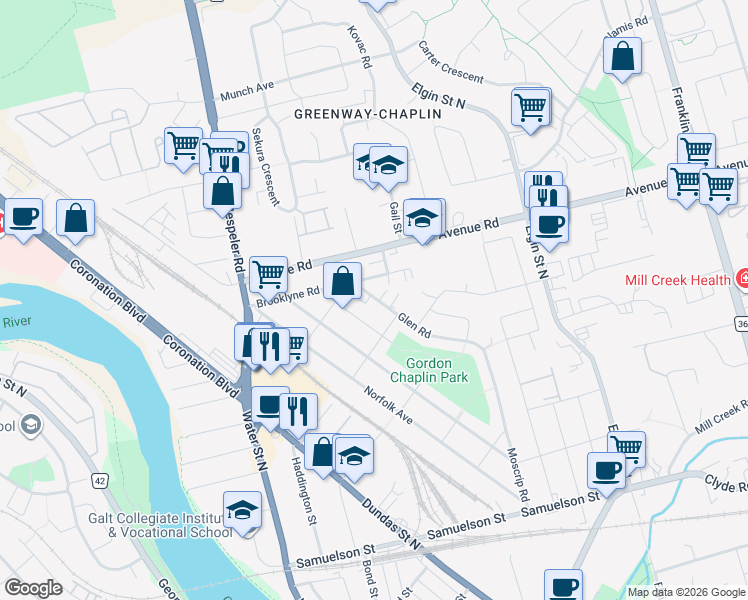 map of restaurants, bars, coffee shops, grocery stores, and more near 70 Brooklyne Road in Cambridge