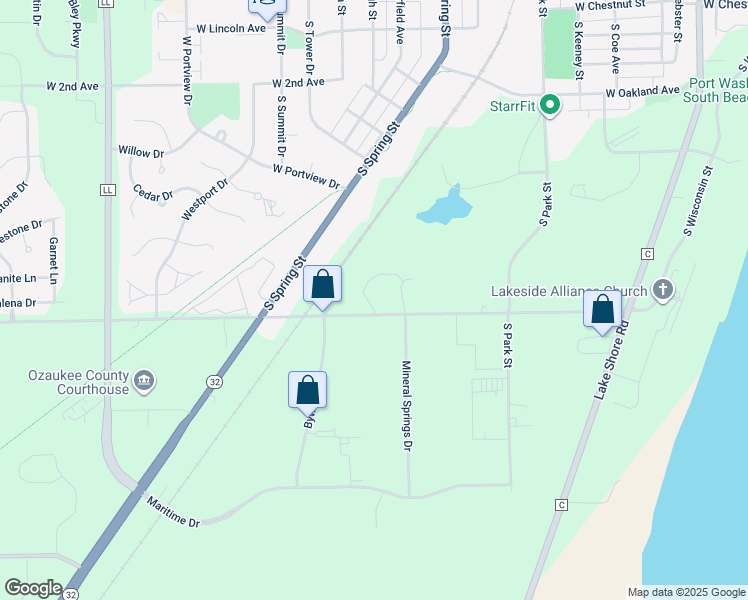 map of restaurants, bars, coffee shops, grocery stores, and more near 922 West Sunset Road in Port Washington
