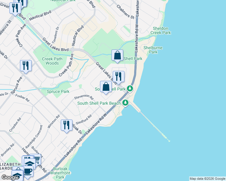 map of restaurants, bars, coffee shops, grocery stores, and more near 3421 Mistwell Crescent in Oakville