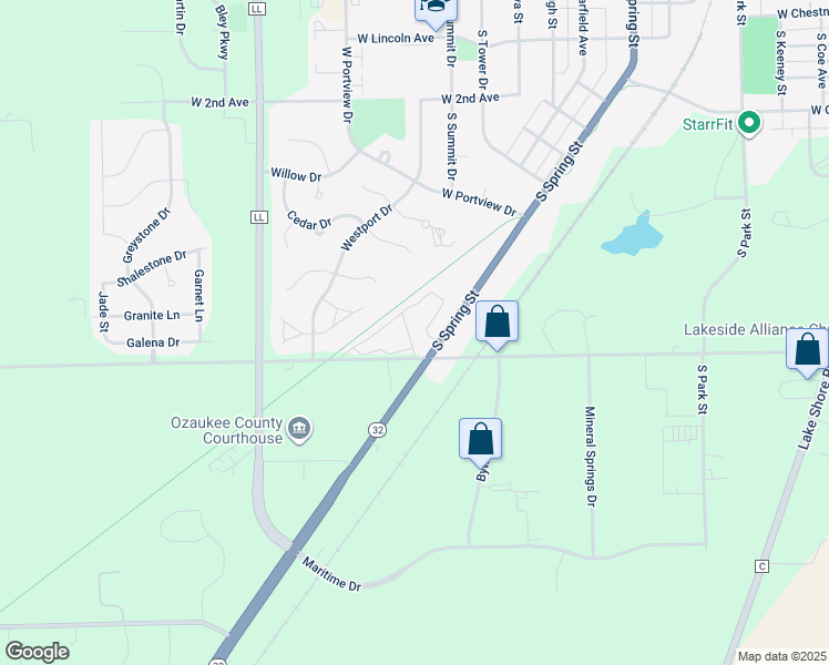 map of restaurants, bars, coffee shops, grocery stores, and more near 1324 W Sunset Rd in Port Washington