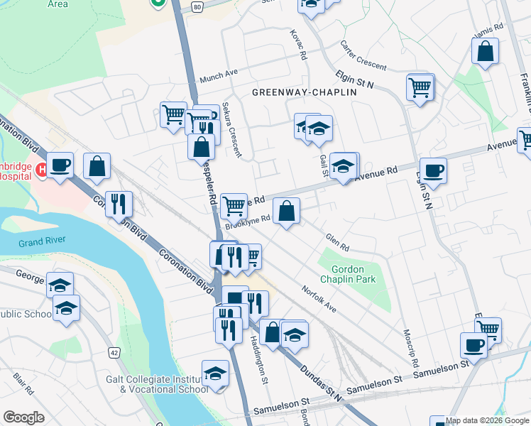 map of restaurants, bars, coffee shops, grocery stores, and more near 37 Brooklyne Road in Cambridge