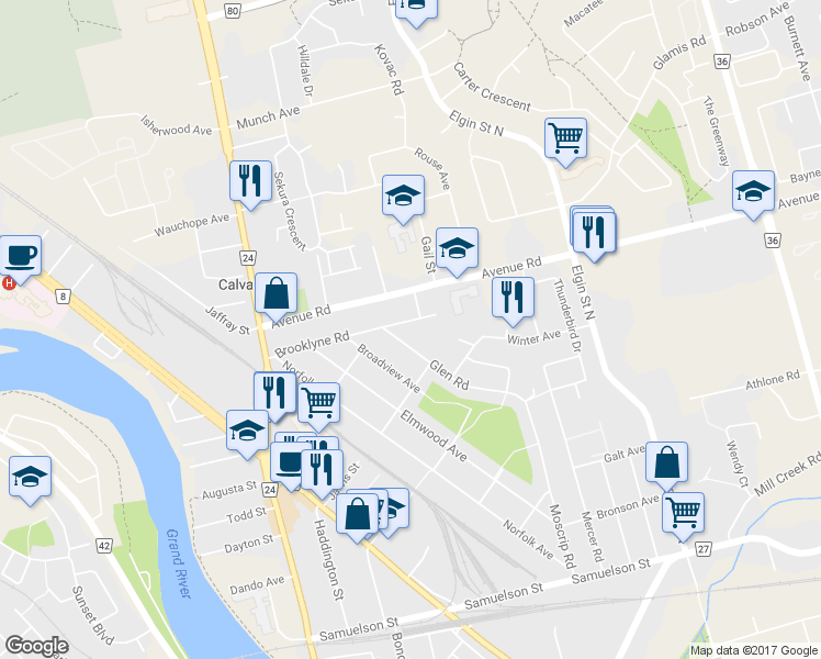 map of restaurants, bars, coffee shops, grocery stores, and more near 70 Brooklyne Road in Cambridge