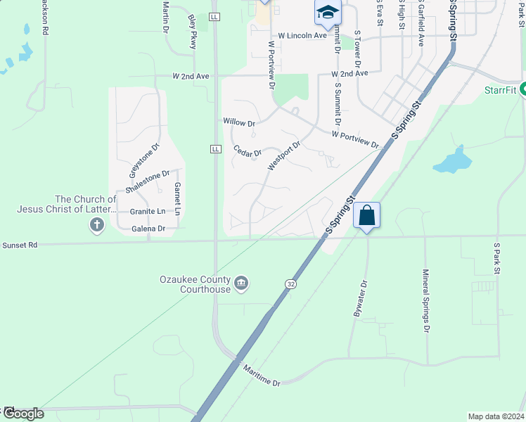 map of restaurants, bars, coffee shops, grocery stores, and more near 1084 Westport Drive in Port Washington