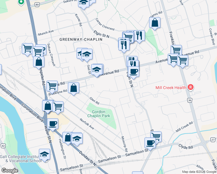 map of restaurants, bars, coffee shops, grocery stores, and more near 38 Winter Avenue in Cambridge