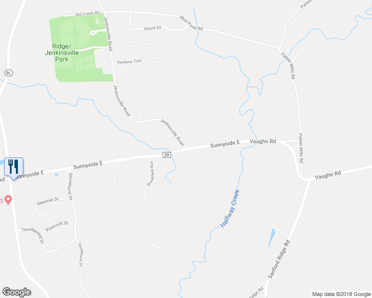 map of restaurants, bars, coffee shops, grocery stores, and more near Sunnyside East & Jenkinsville Road in Queensbury