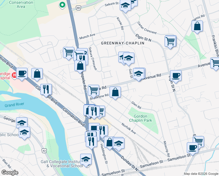 map of restaurants, bars, coffee shops, grocery stores, and more near in Cambridge