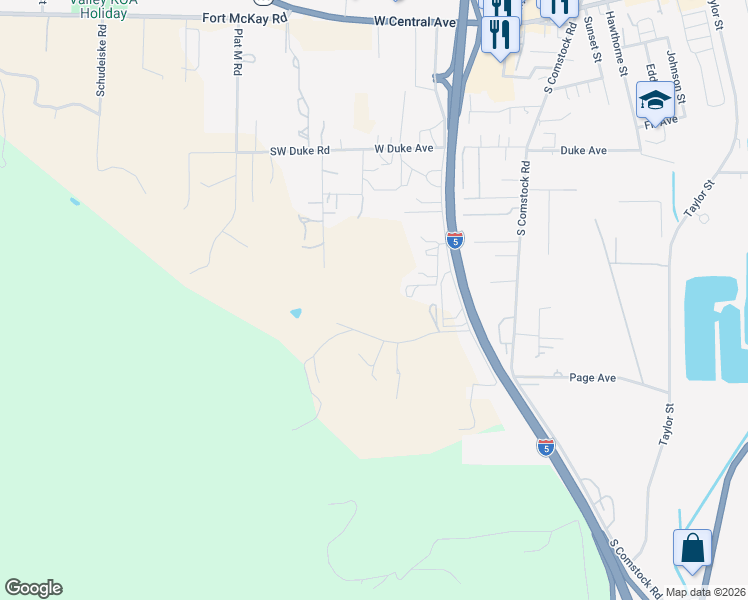 map of restaurants, bars, coffee shops, grocery stores, and more near 1814 Trails End Lane in Sutherlin