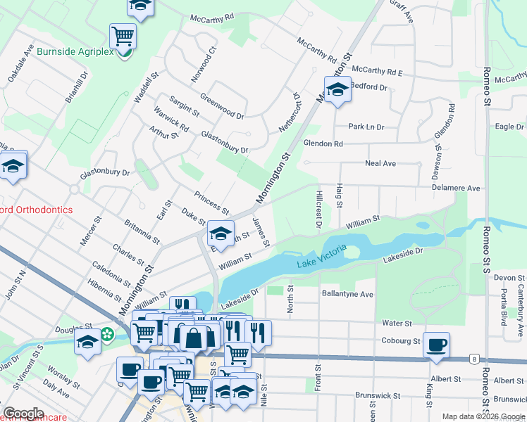map of restaurants, bars, coffee shops, grocery stores, and more near 9 Delamere Avenue in Stratford