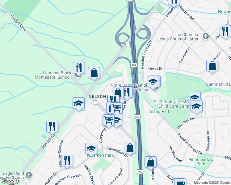 map of restaurants, bars, coffee shops, grocery stores, and more near 2486 Snowhill Court in Burlington