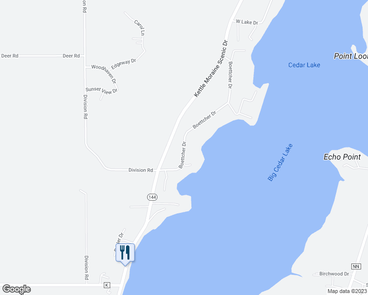 map of restaurants, bars, coffee shops, grocery stores, and more near 5180 Boettcher Drive in West Bend