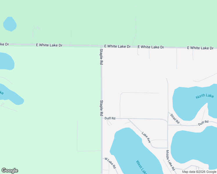 map of restaurants, bars, coffee shops, grocery stores, and more near 6778 Staple Road in Twin Lake