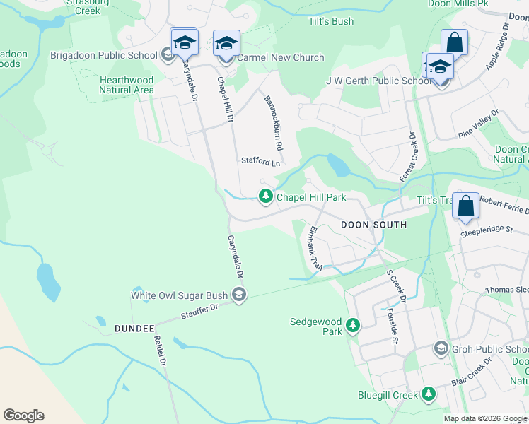 map of restaurants, bars, coffee shops, grocery stores, and more near 907 Robert Ferrie Drive in Kitchener