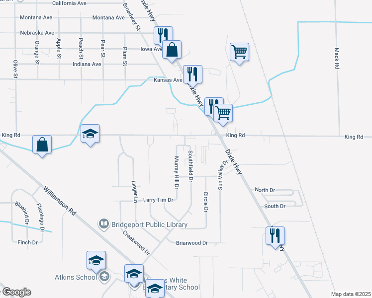 map of restaurants, bars, coffee shops, grocery stores, and more near 2822 Germain Drive in Saginaw