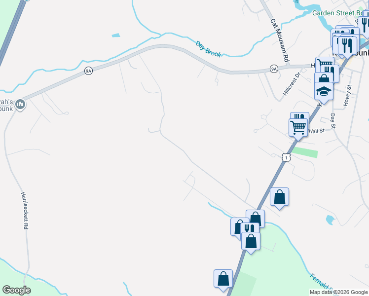 map of restaurants, bars, coffee shops, grocery stores, and more near 46 Sycamore Lane in Kennebunk