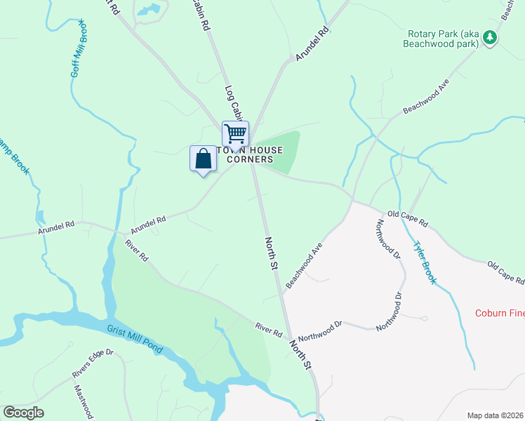 map of restaurants, bars, coffee shops, grocery stores, and more near 121 North Street in Kennebunkport