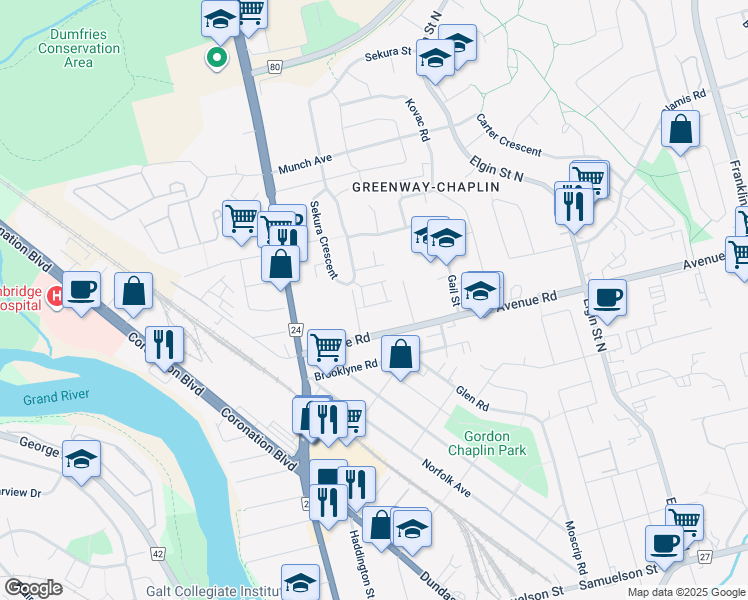 map of restaurants, bars, coffee shops, grocery stores, and more near 21 Blain Avenue in Cambridge