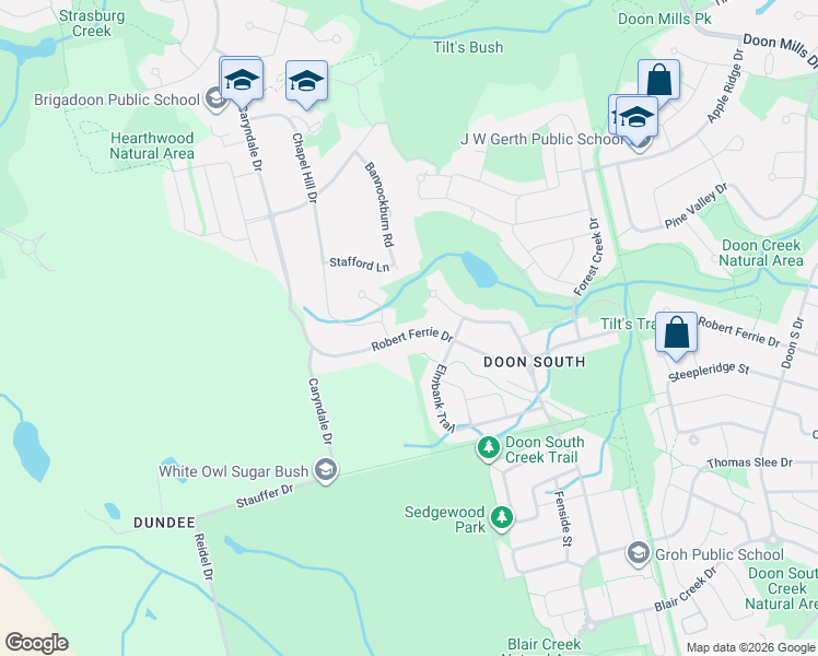 map of restaurants, bars, coffee shops, grocery stores, and more near 873 Robert Ferrie Drive in Kitchener