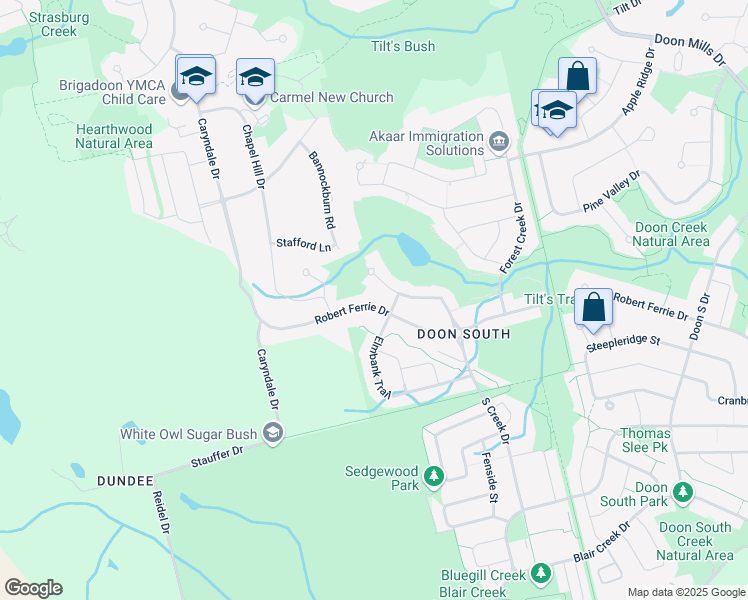 map of restaurants, bars, coffee shops, grocery stores, and more near 847 Robert Ferrie Drive in Kitchener