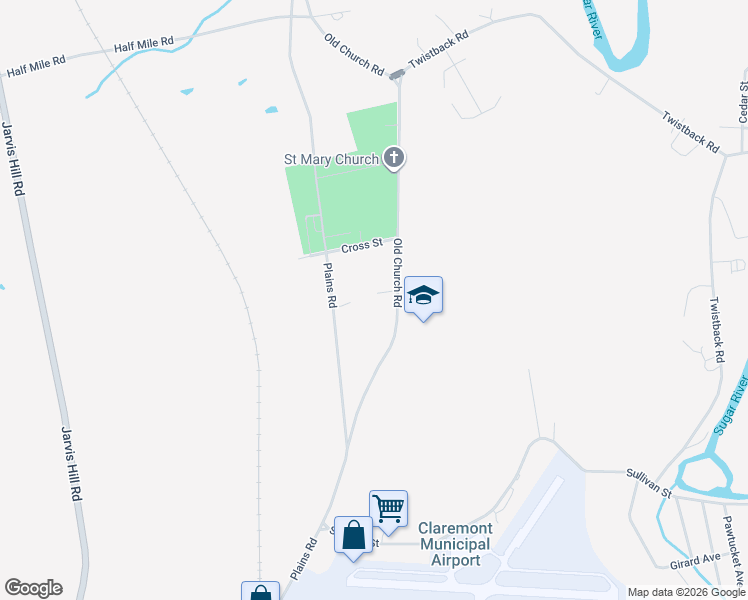 map of restaurants, bars, coffee shops, grocery stores, and more near 183 Plains Road in Claremont