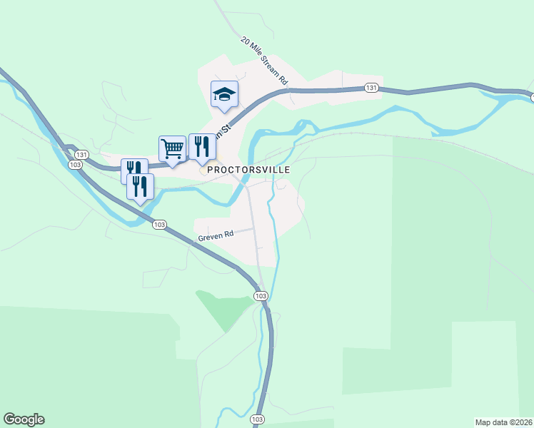 map of restaurants, bars, coffee shops, grocery stores, and more near 265 Depot Street in Cavendish