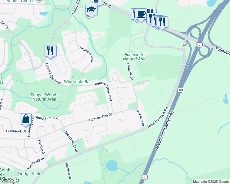 map of restaurants, bars, coffee shops, grocery stores, and more near in Kitchener