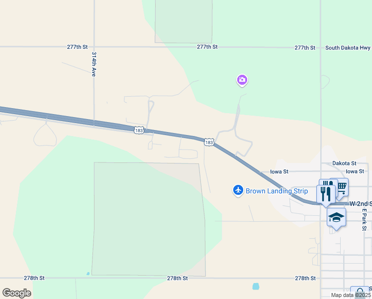 map of restaurants, bars, coffee shops, grocery stores, and more near West Morton Street in Winner
