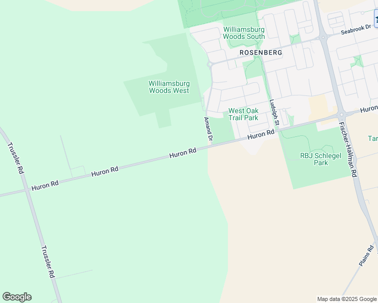 map of restaurants, bars, coffee shops, grocery stores, and more near Huron Road in Kitchener