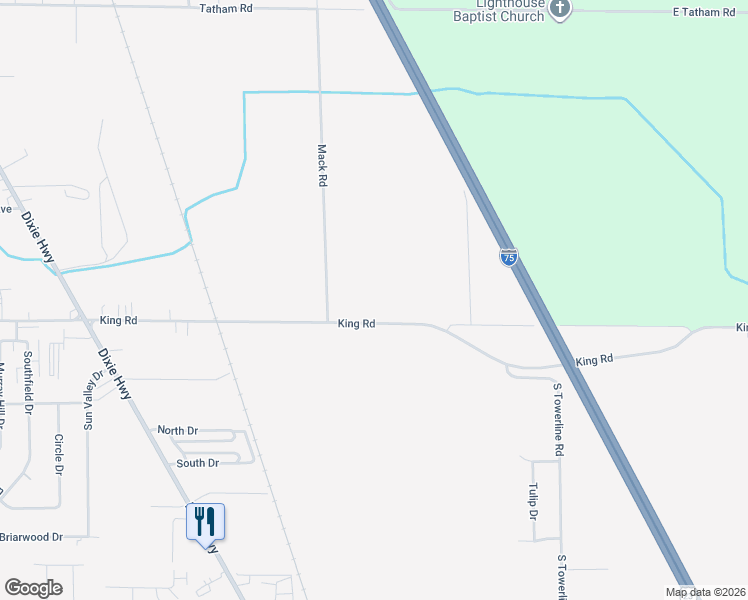 map of restaurants, bars, coffee shops, grocery stores, and more near 3500 King Road in Saginaw