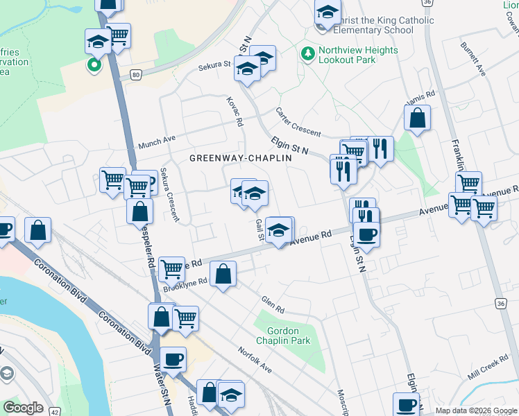 map of restaurants, bars, coffee shops, grocery stores, and more near 45 Gail Street in Cambridge