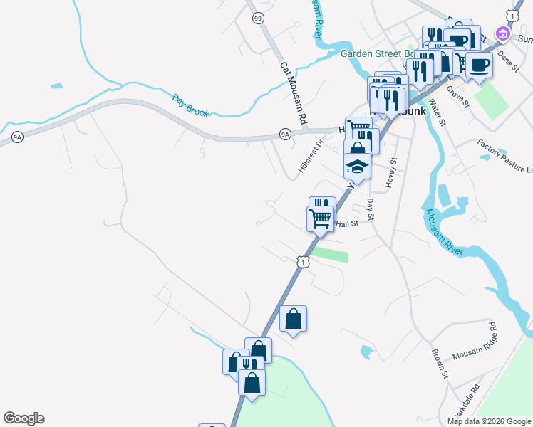 map of restaurants, bars, coffee shops, grocery stores, and more near 24 Waterford Greene Drive in Kennebunk