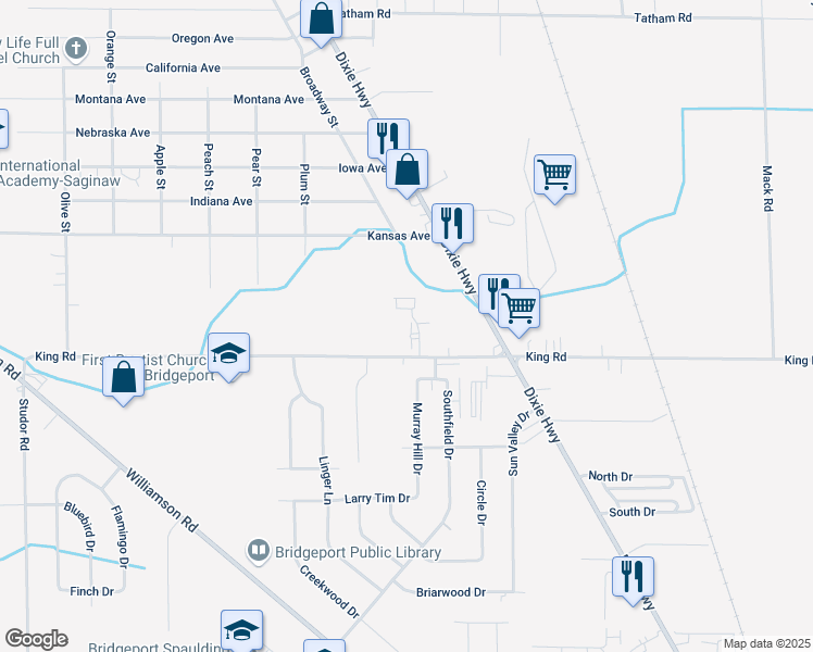 map of restaurants, bars, coffee shops, grocery stores, and more near 5465 Northfield Court in Saginaw