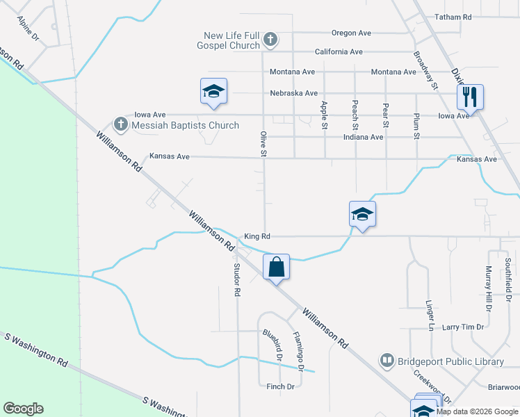 map of restaurants, bars, coffee shops, grocery stores, and more near 3970 Olive Street in Saginaw