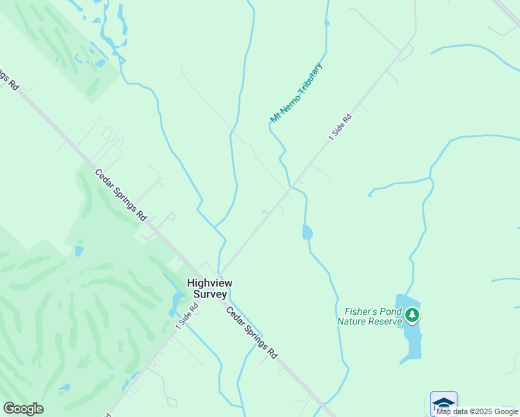 map of restaurants, bars, coffee shops, grocery stores, and more near 2161 1 Side Road in Burlington