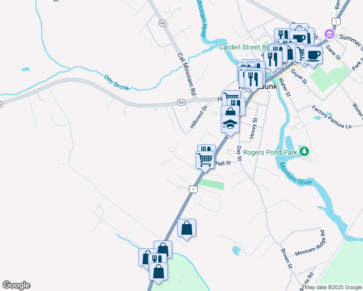 map of restaurants, bars, coffee shops, grocery stores, and more near 11 Pine Street in Kennebunk