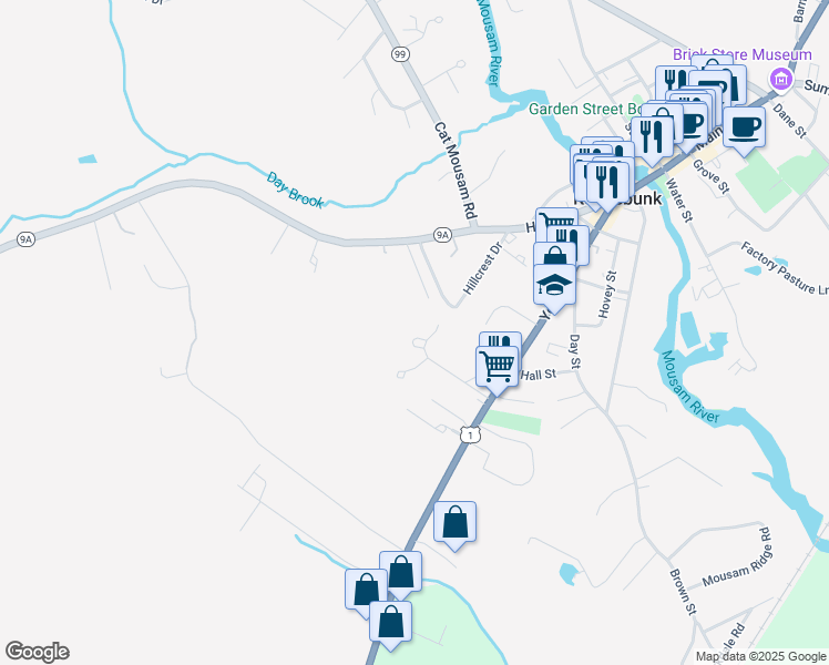 map of restaurants, bars, coffee shops, grocery stores, and more near 11 Pine Street in Kennebunk