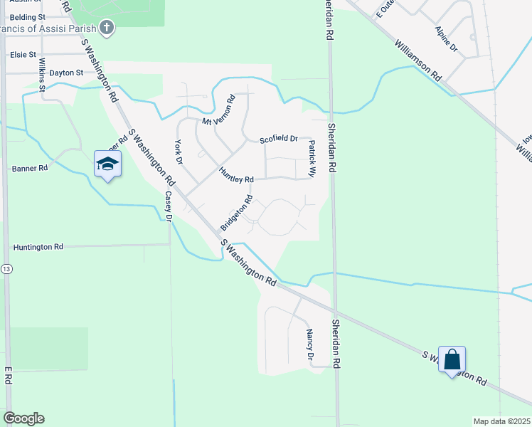 map of restaurants, bars, coffee shops, grocery stores, and more near 1441 Bridgeton Road in Saginaw