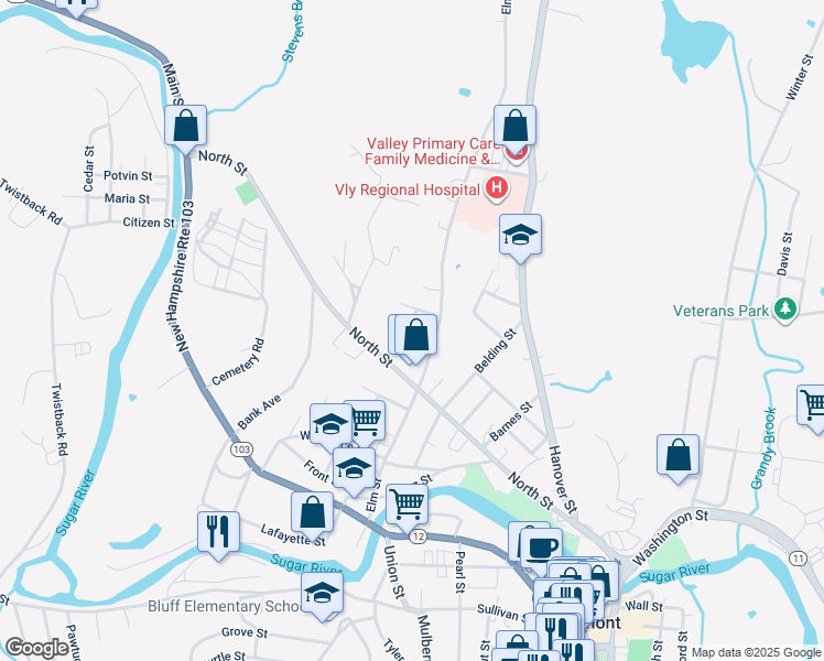 map of restaurants, bars, coffee shops, grocery stores, and more near 15 Warren Street in Claremont