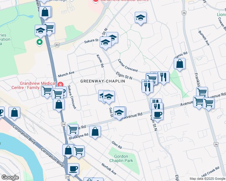 map of restaurants, bars, coffee shops, grocery stores, and more near 66 Rouse Avenue in Cambridge