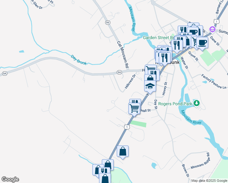 map of restaurants, bars, coffee shops, grocery stores, and more near 11 Pine Street in Kennebunk