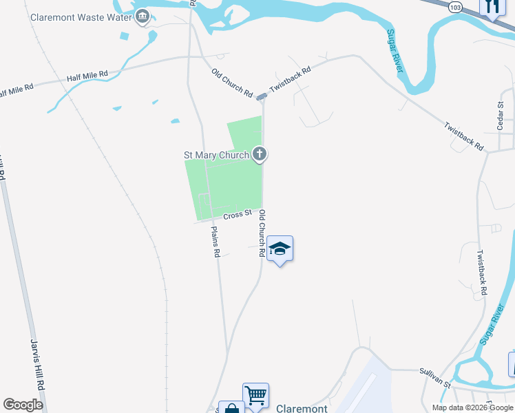 map of restaurants, bars, coffee shops, grocery stores, and more near 3 Cross Street in Claremont