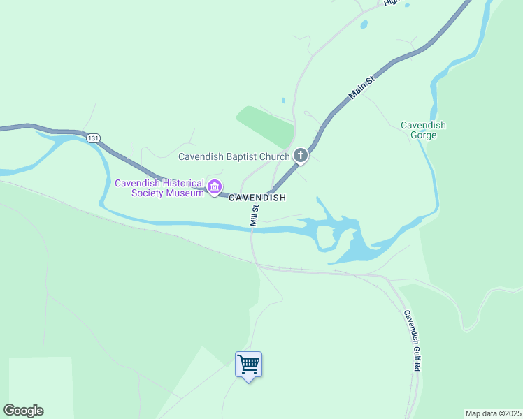 map of restaurants, bars, coffee shops, grocery stores, and more near 160 Mill Street in Cavendish