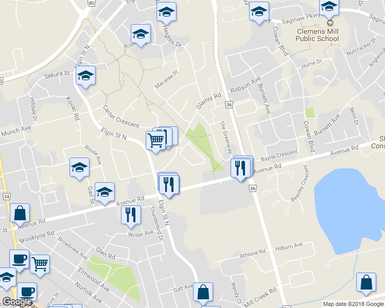 map of restaurants, bars, coffee shops, grocery stores, and more near 65 B Glamis Road in Cambridge