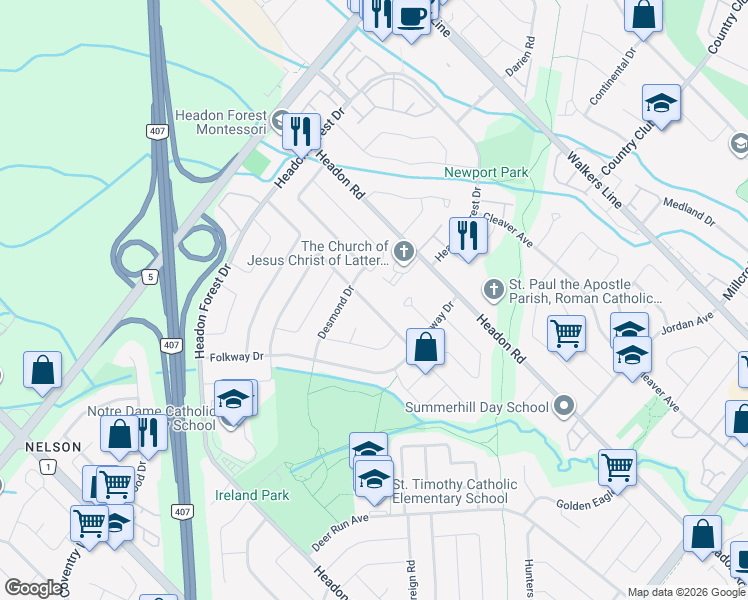 map of restaurants, bars, coffee shops, grocery stores, and more near 2185 Vista Drive in Burlington