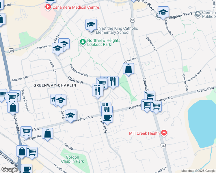 map of restaurants, bars, coffee shops, grocery stores, and more near 30 Glamis Road in Cambridge