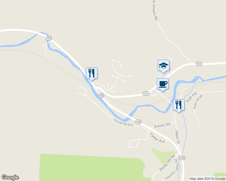 map of restaurants, bars, coffee shops, grocery stores, and more near 152 Castle Hill Drive in Cavendish