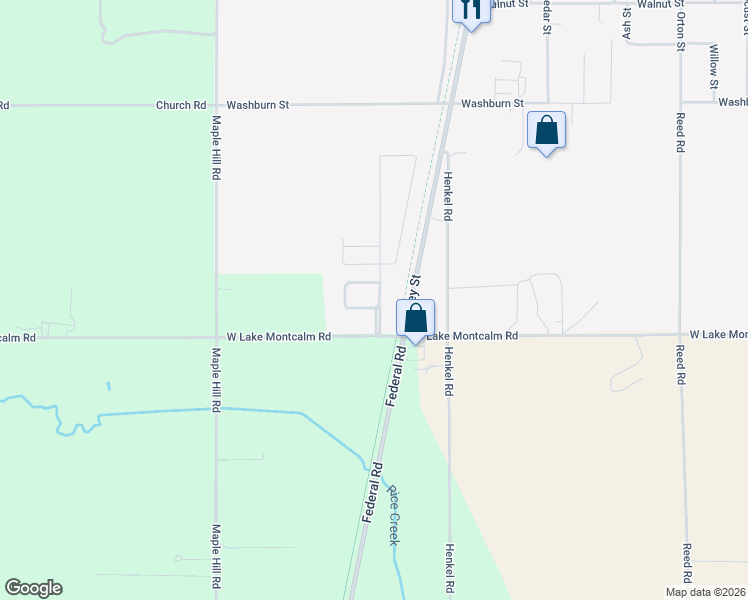 map of restaurants, bars, coffee shops, grocery stores, and more near 518 Hickory Lane in Howard City