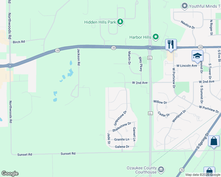 map of restaurants, bars, coffee shops, grocery stores, and more near 502 Amber Lane in Port Washington