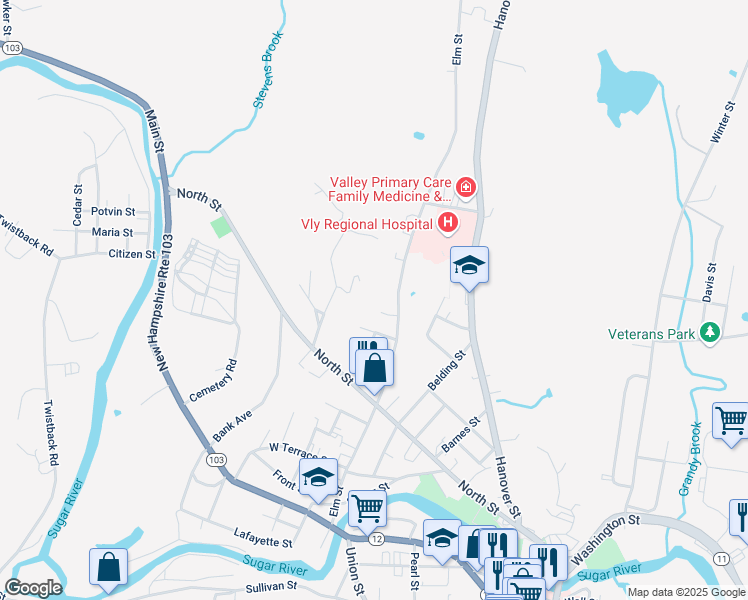 map of restaurants, bars, coffee shops, grocery stores, and more near 19 Grandview Street in Claremont