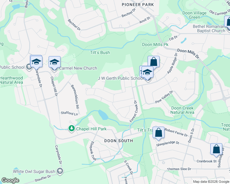 map of restaurants, bars, coffee shops, grocery stores, and more near 77 Hollybrook Trail in Kitchener