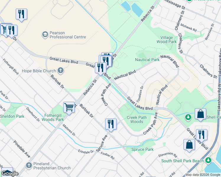 map of restaurants, bars, coffee shops, grocery stores, and more near 311 Duskywing Way in Oakville